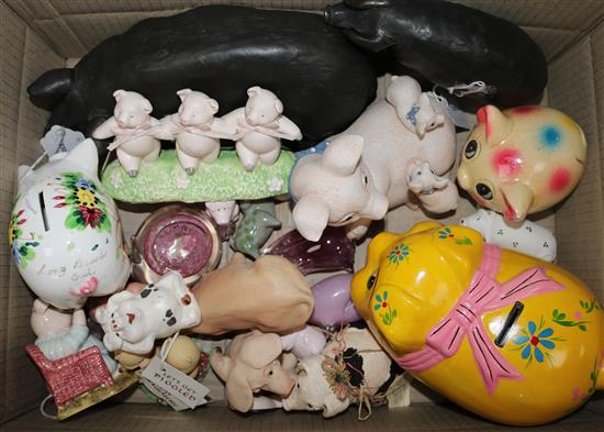 Beswick Little Pig Robinson and pig group and a large collection of pig ornaments, various